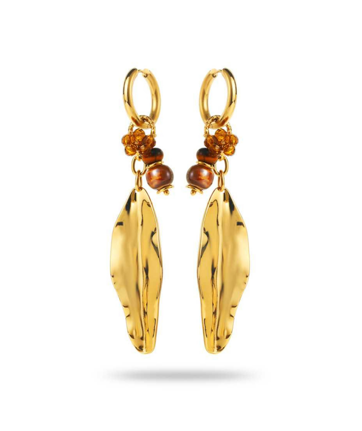 Océane marron - Créoles feuilles