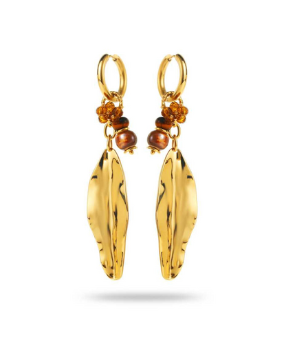 Océane marron - Créoles feuilles