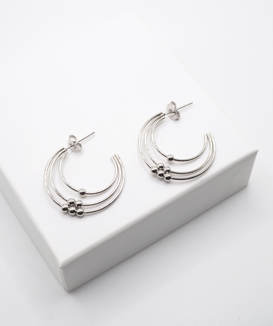 Misha argentées - Boucles d'oreilles triple créoles
