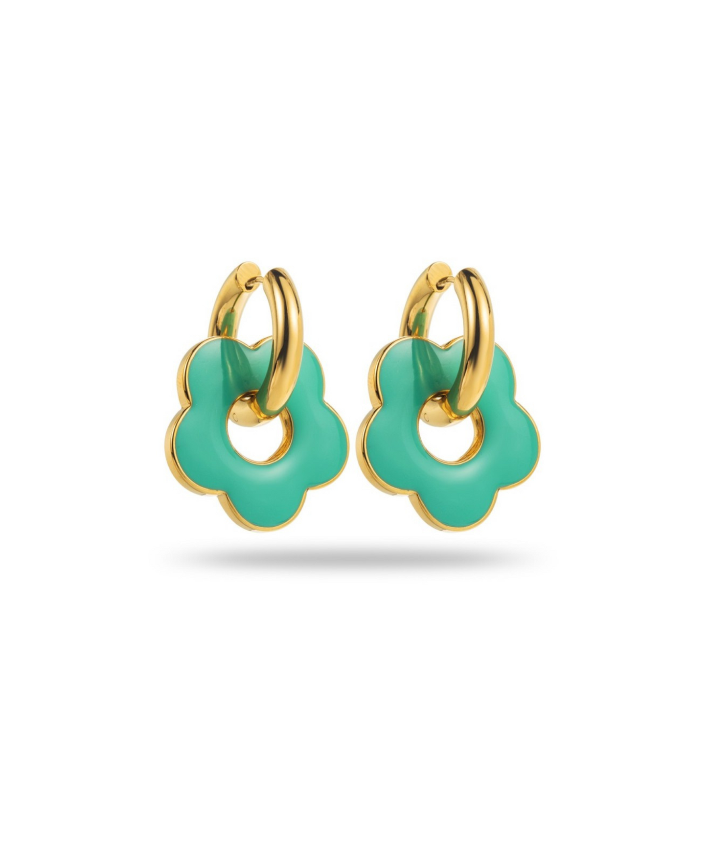 Lila turquoises - Boucles d'oreilles fleurs en acier