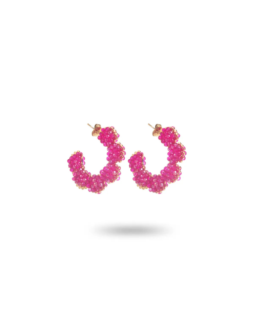 Marlène roses - Créoles petites fleurs