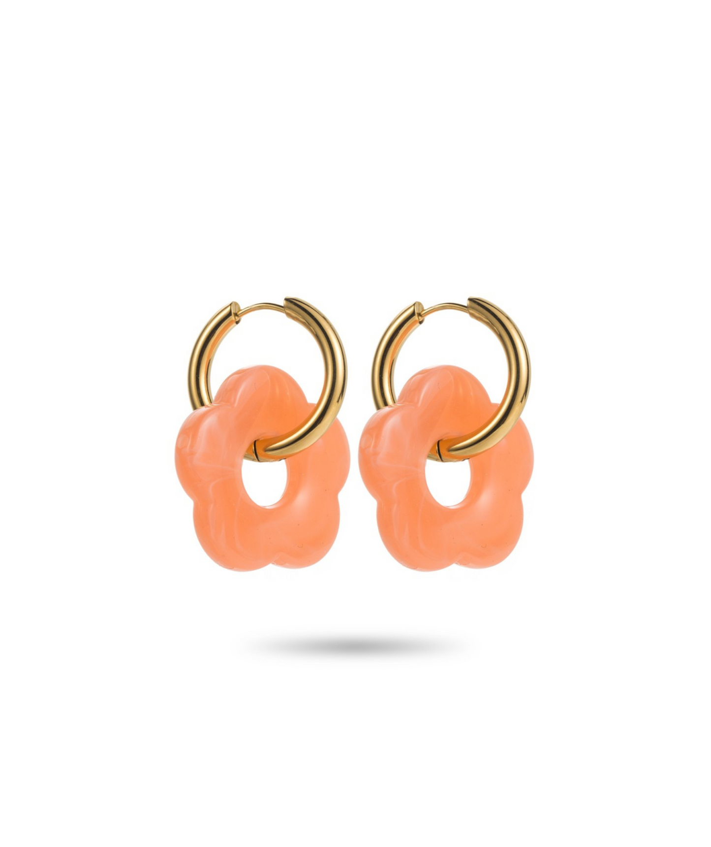 Aurore orange - Boucles d'oreilles créoles fleurs