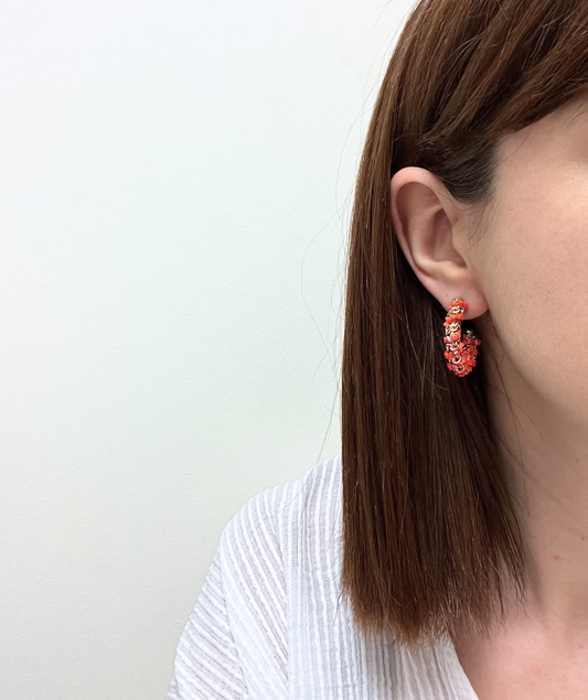 Olivia oranges - Boucles d'oreilles créoles perlées
