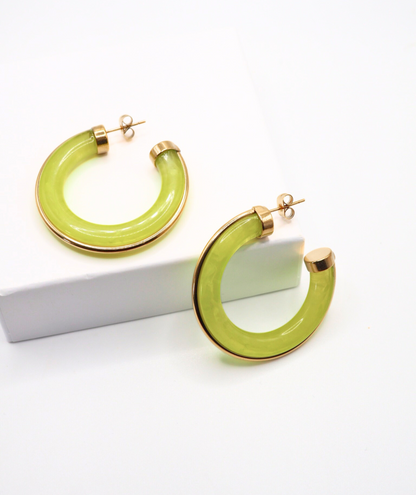 Cyliane vertes - Boucles d'oreilles créoles