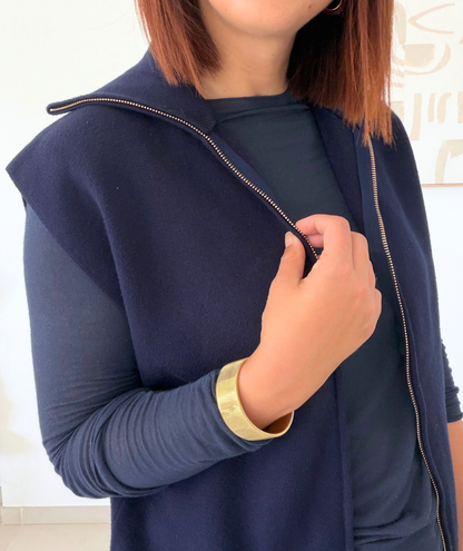 Isabelle - Gilet sans manches zippé bleu marine