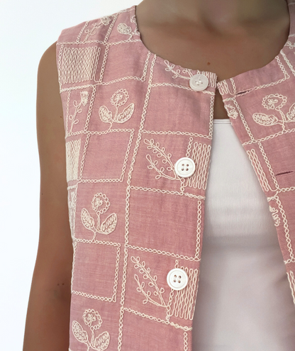 Ludovica - Gilet rose fleuri