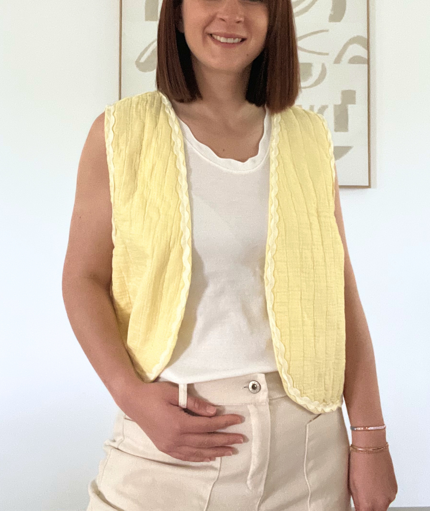Simon jaune - Gilet sans manches gaze de coton