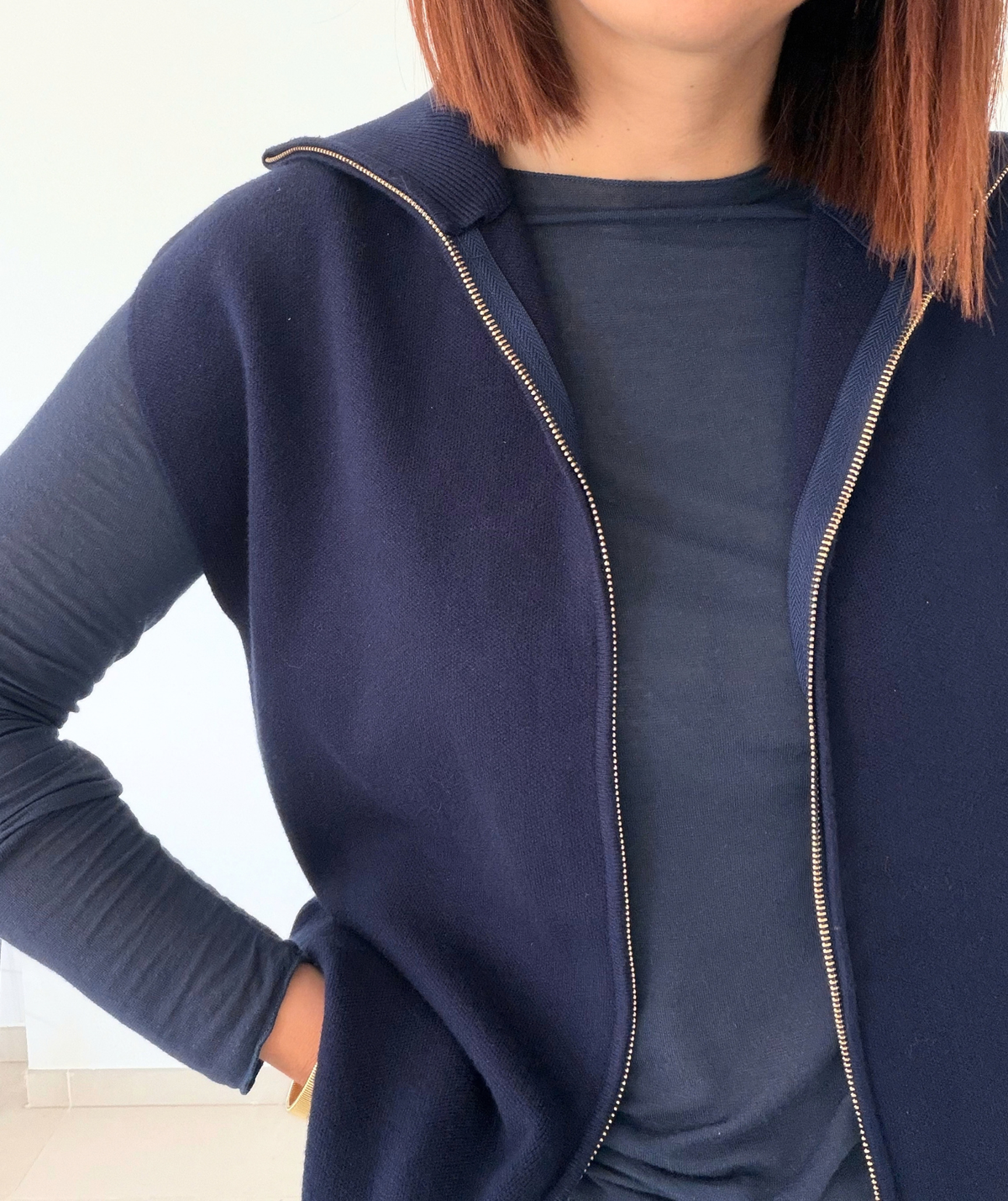Isabelle - Gilet sans manches zippé bleu marine