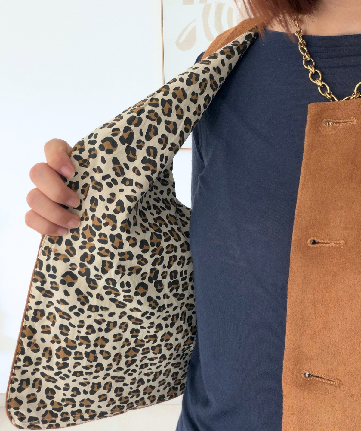 Ninon - Gilet sans manches camel effet suédine