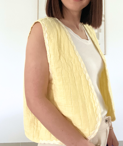 Simon jaune - Gilet sans manches gaze de coton