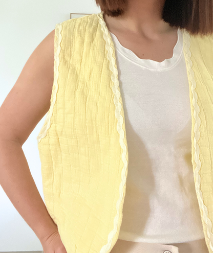 Simon jaune - Gilet sans manches gaze de coton