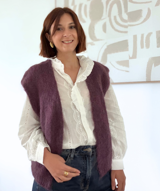 Céliane prune - Gilet sans manches en kid mohair