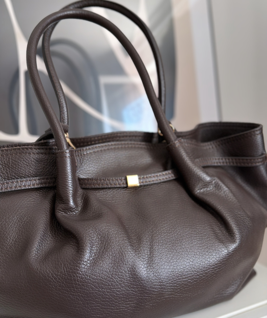 Karen - Sac cabas en cuir marron