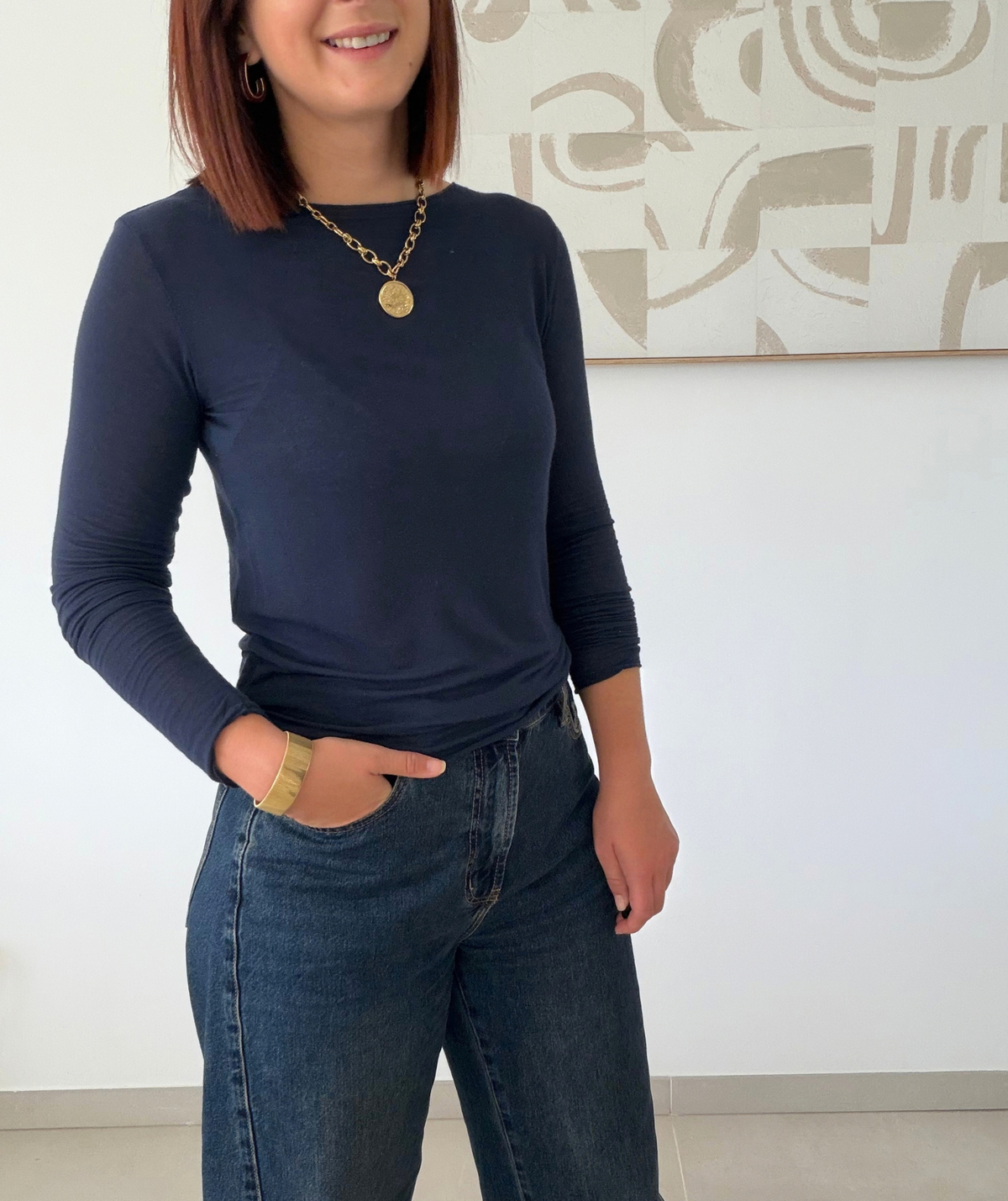 Paola bleu marine - Top seconde peau