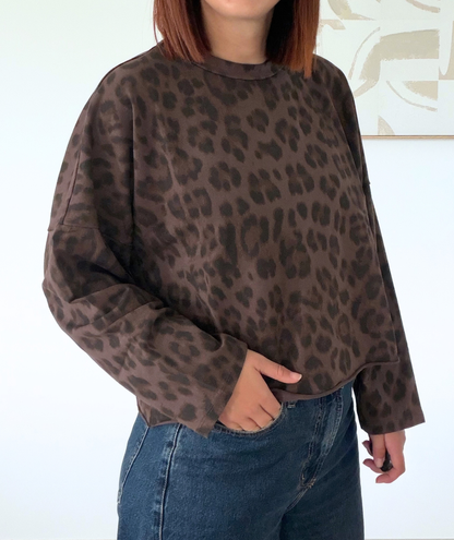 Lana - Haut léopard chocolat oversize