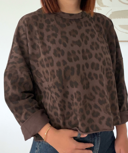 Lana - Haut léopard chocolat oversize