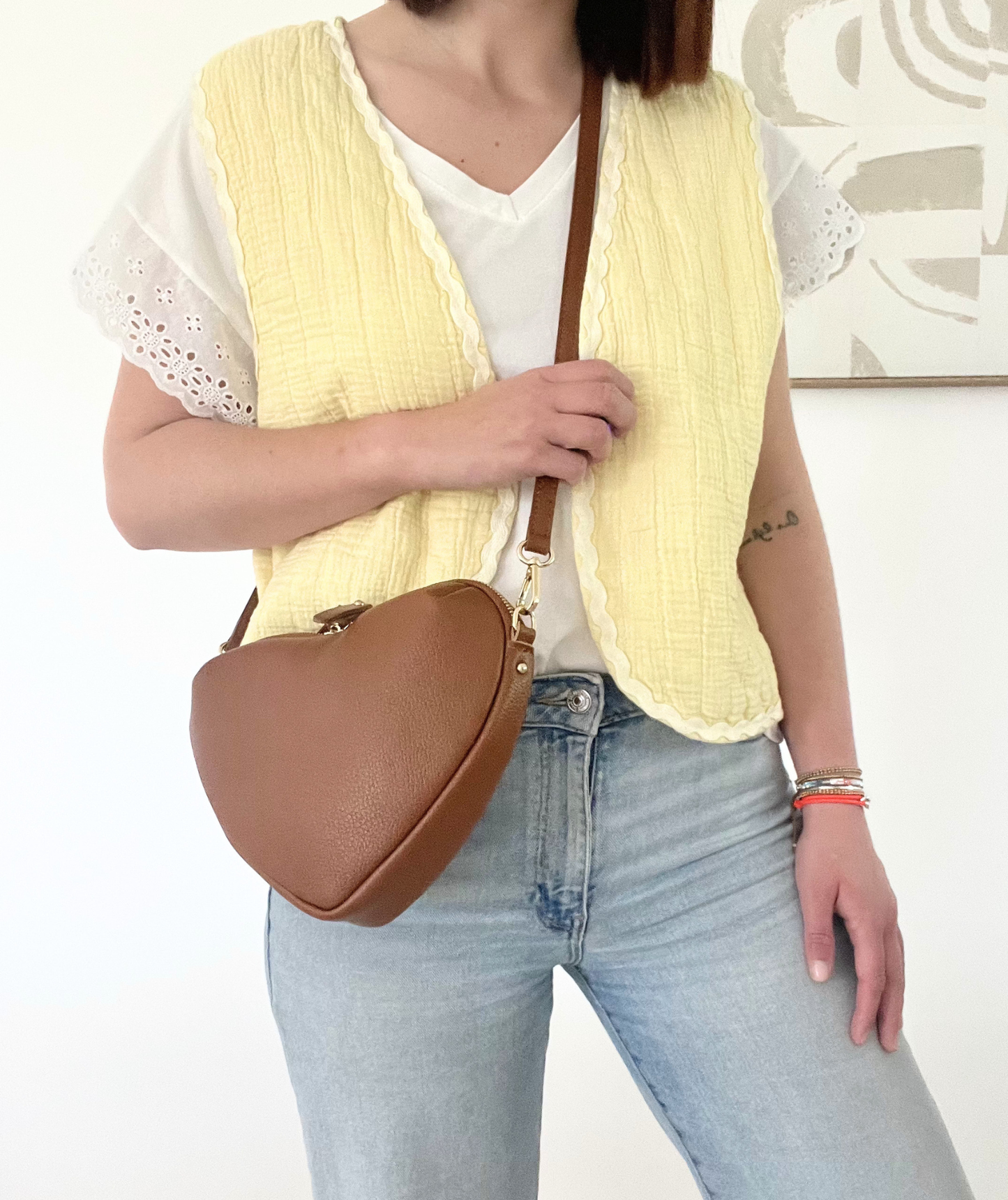 Simon jaune - Gilet sans manches gaze de coton
