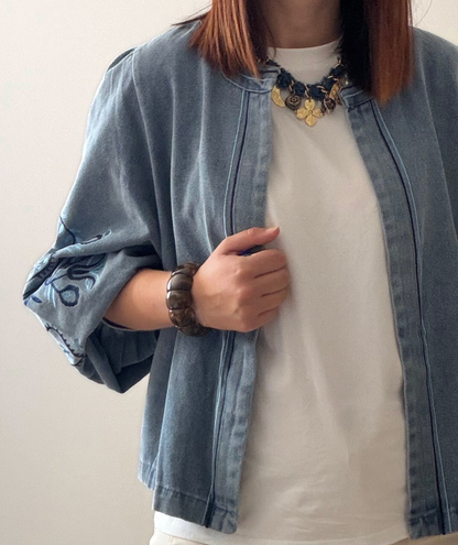 Thelma - Veste en jean brodée femme