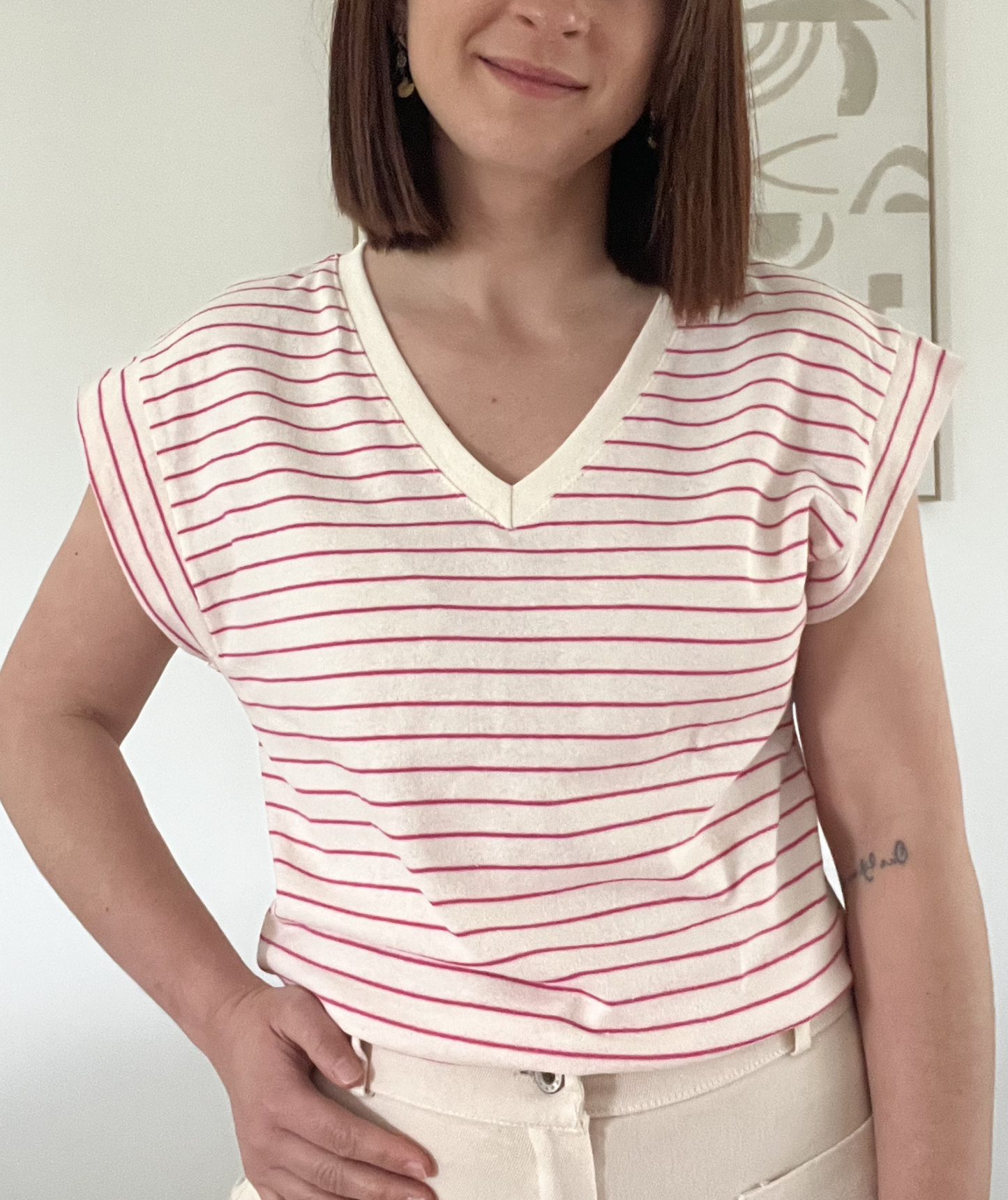 Jeanne fuchsia - Tee-shirt marinière