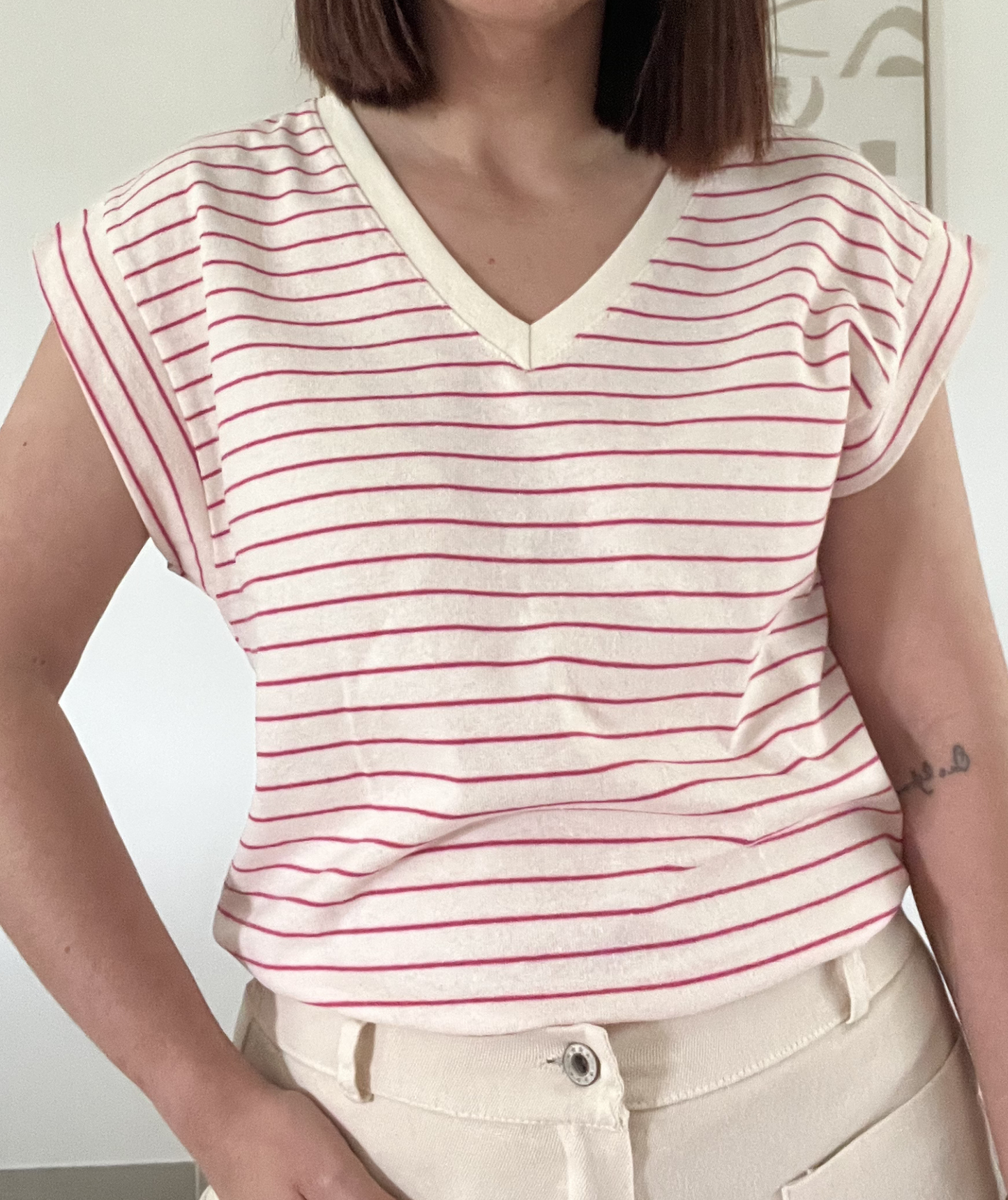 Jeanne fuchsia - Tee-shirt marinière