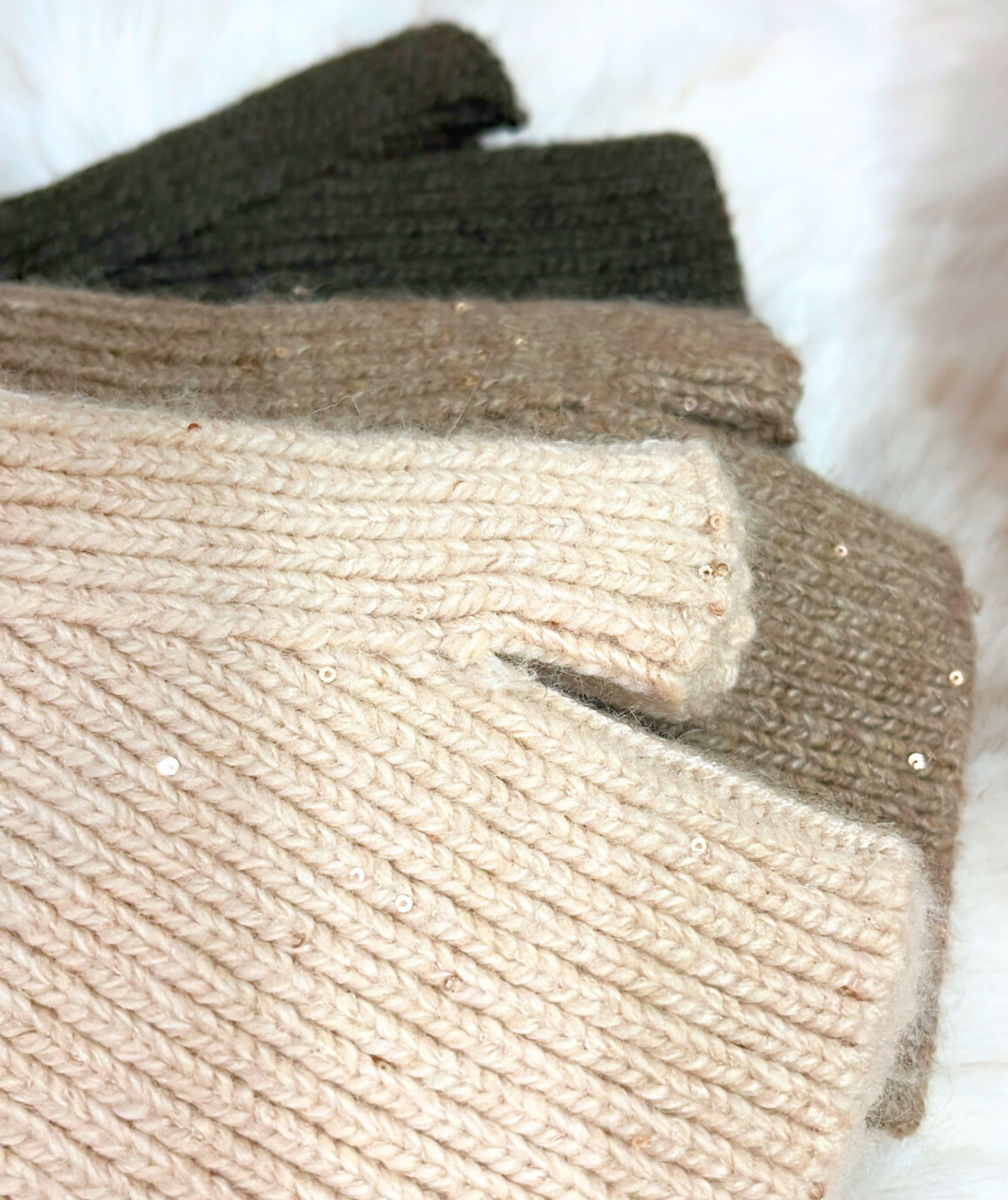 Mitaines en maille douce avec sequins