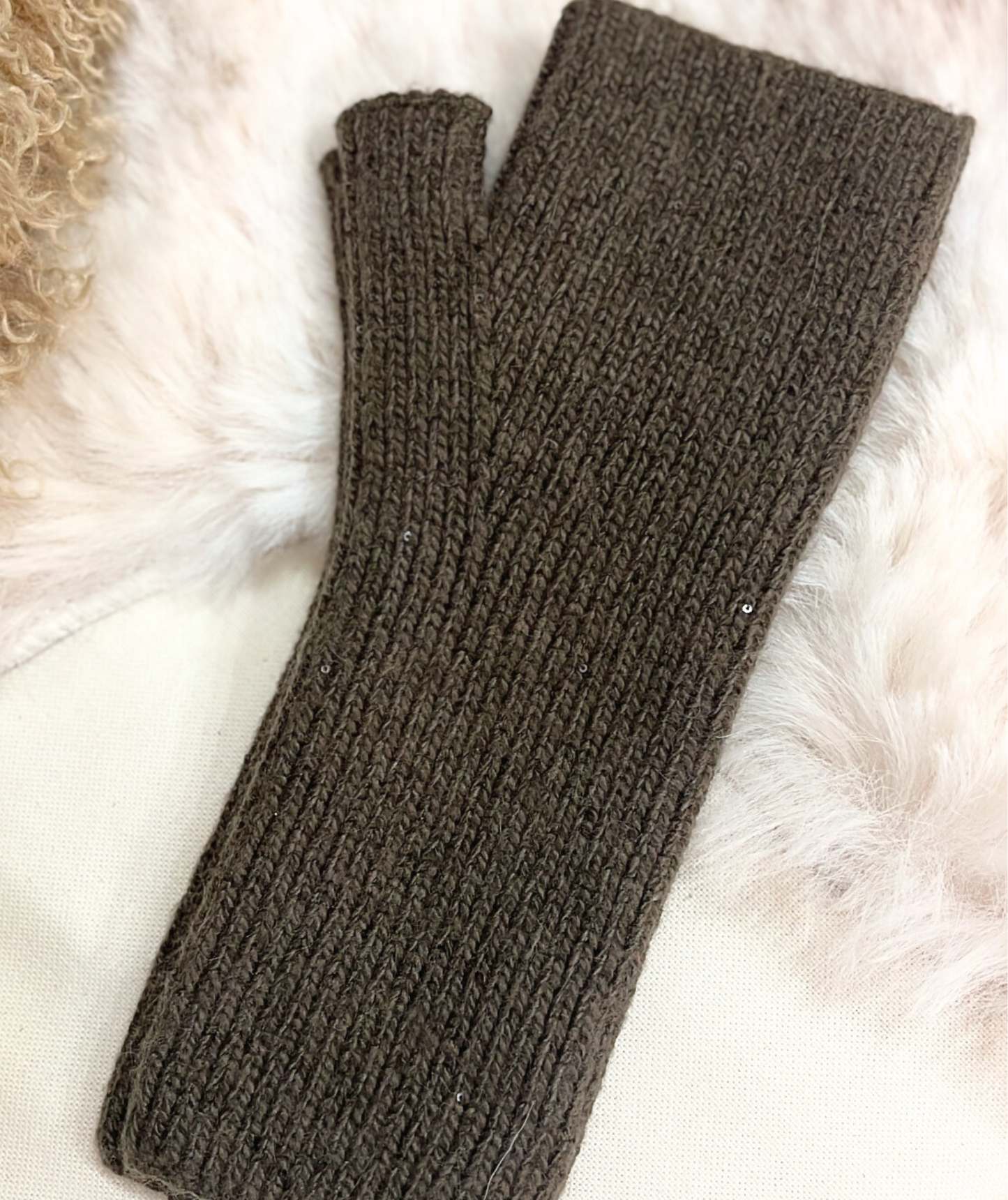 Mitaines en maille douce avec sequins