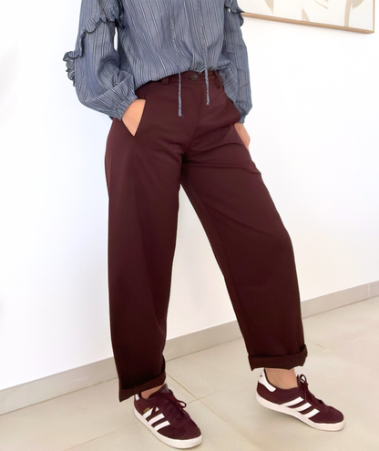 Polo - Pantalon barrel bordeaux