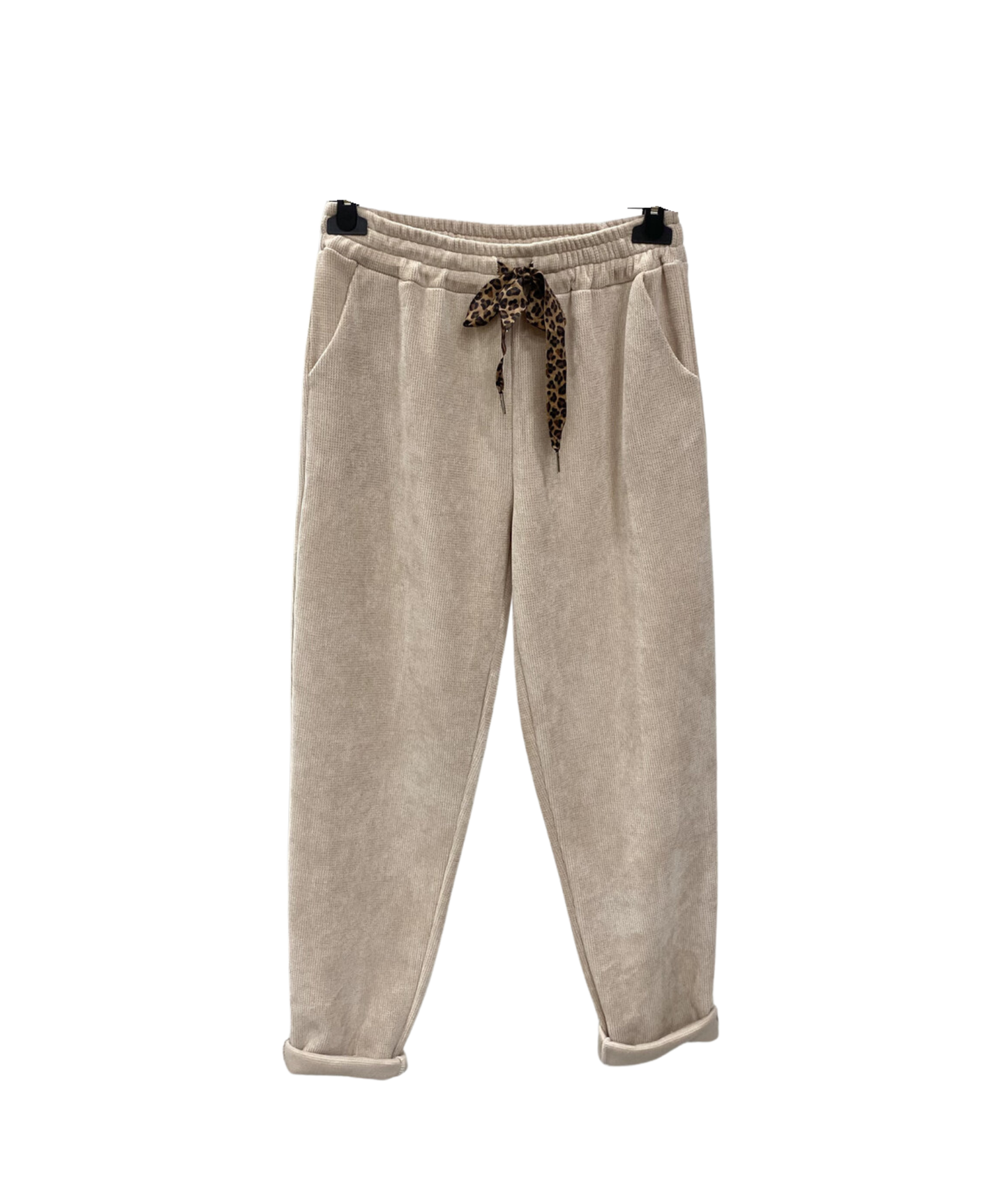 Alia beige - Pantalon ceinture léopard
