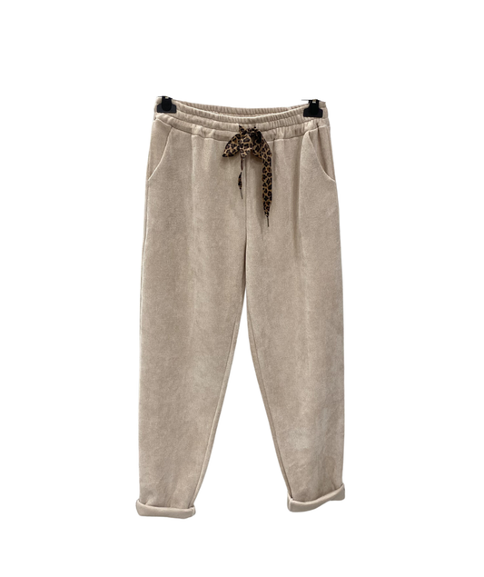 Alia beige - Pantalon ceinture léopard