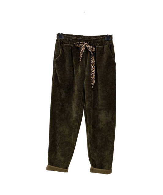 Alia marron - Pantalon ceinture léopard