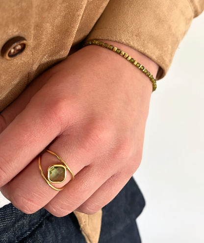 Valentine verte - Bague cristal