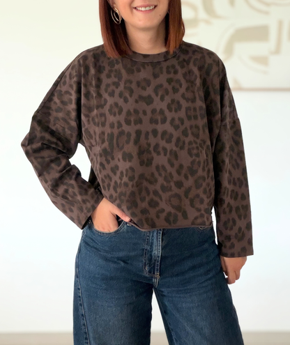 Lana - Haut léopard chocolat oversize