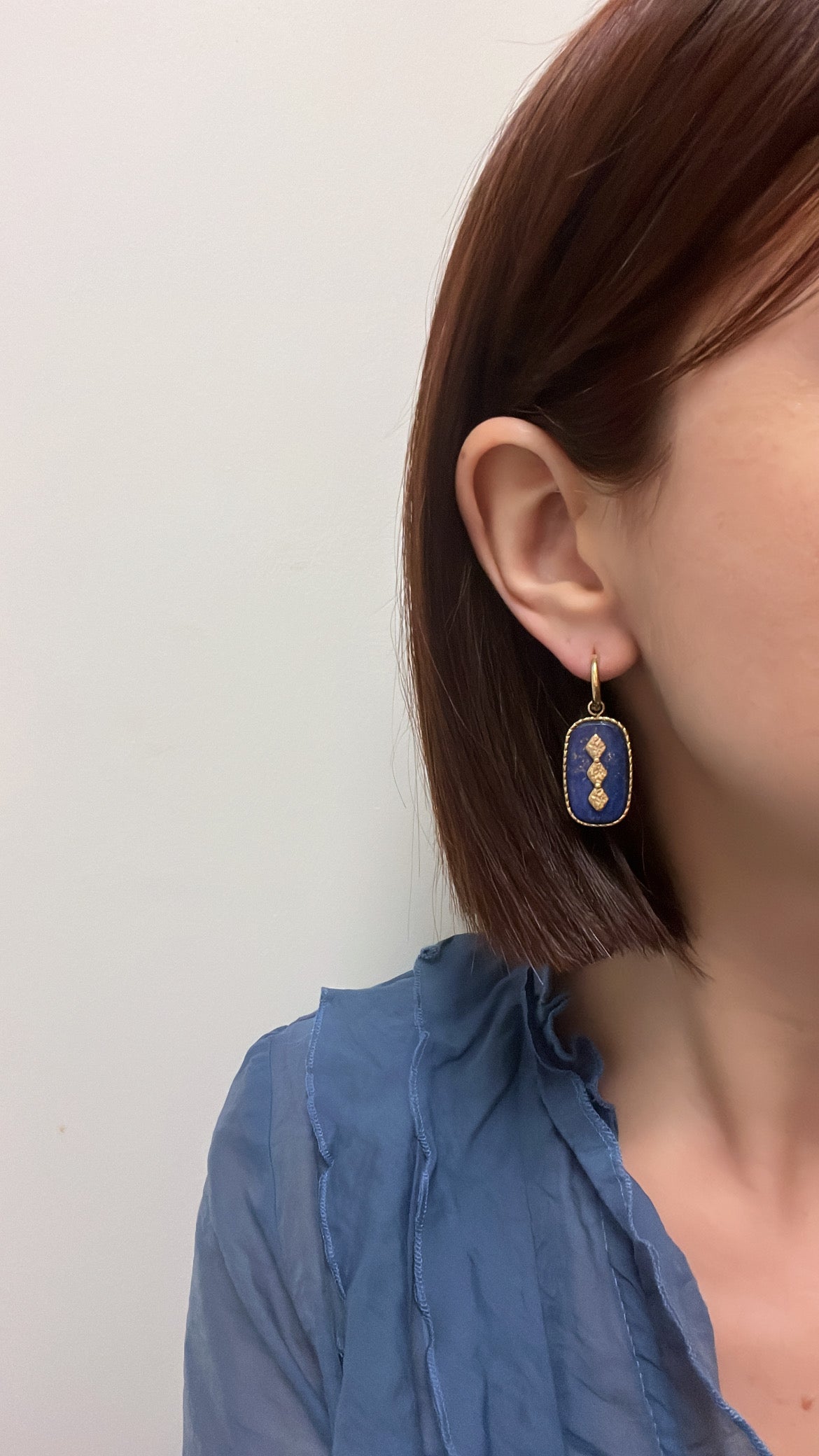 Gaëlle bleues - Mini créoles pierre