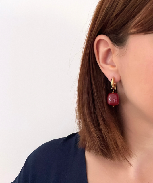 Sancia rouge framboise - Boucles d'oreilles créoles
