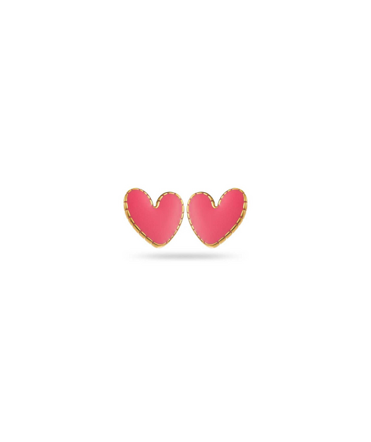 Carlina roses - Boucles d'oreilles puces coeur