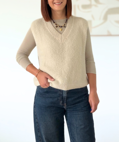 Élise - Pull sans manches écru