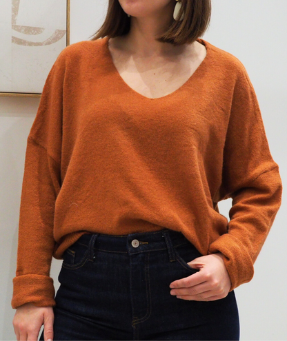 Carlita terracotta - Pull col V