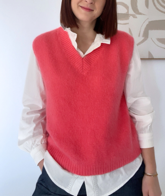 Flavia rose corail - Pull sans manches