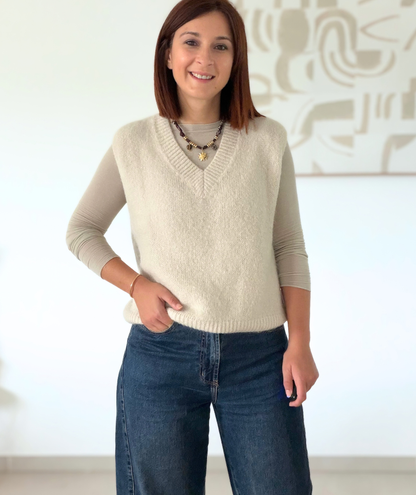 Élise - Pull sans manches écru