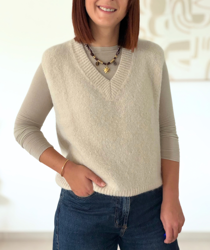Élise - Pull sans manches écru