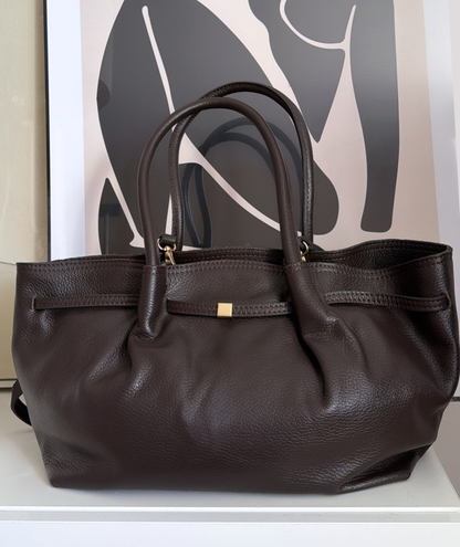 Karen - Sac cabas en cuir marron