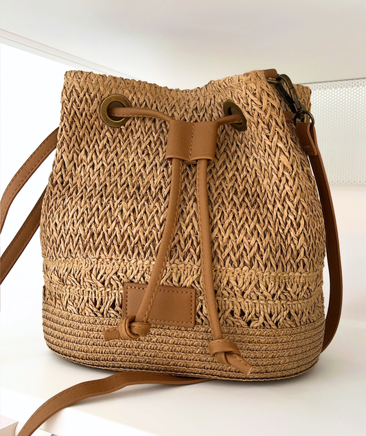 Pascale brun - Sac seau en rafia