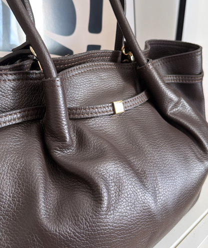 Karen - Sac cabas en cuir marron