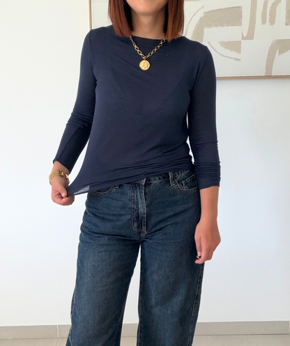 Paola bleu marine - Top seconde peau