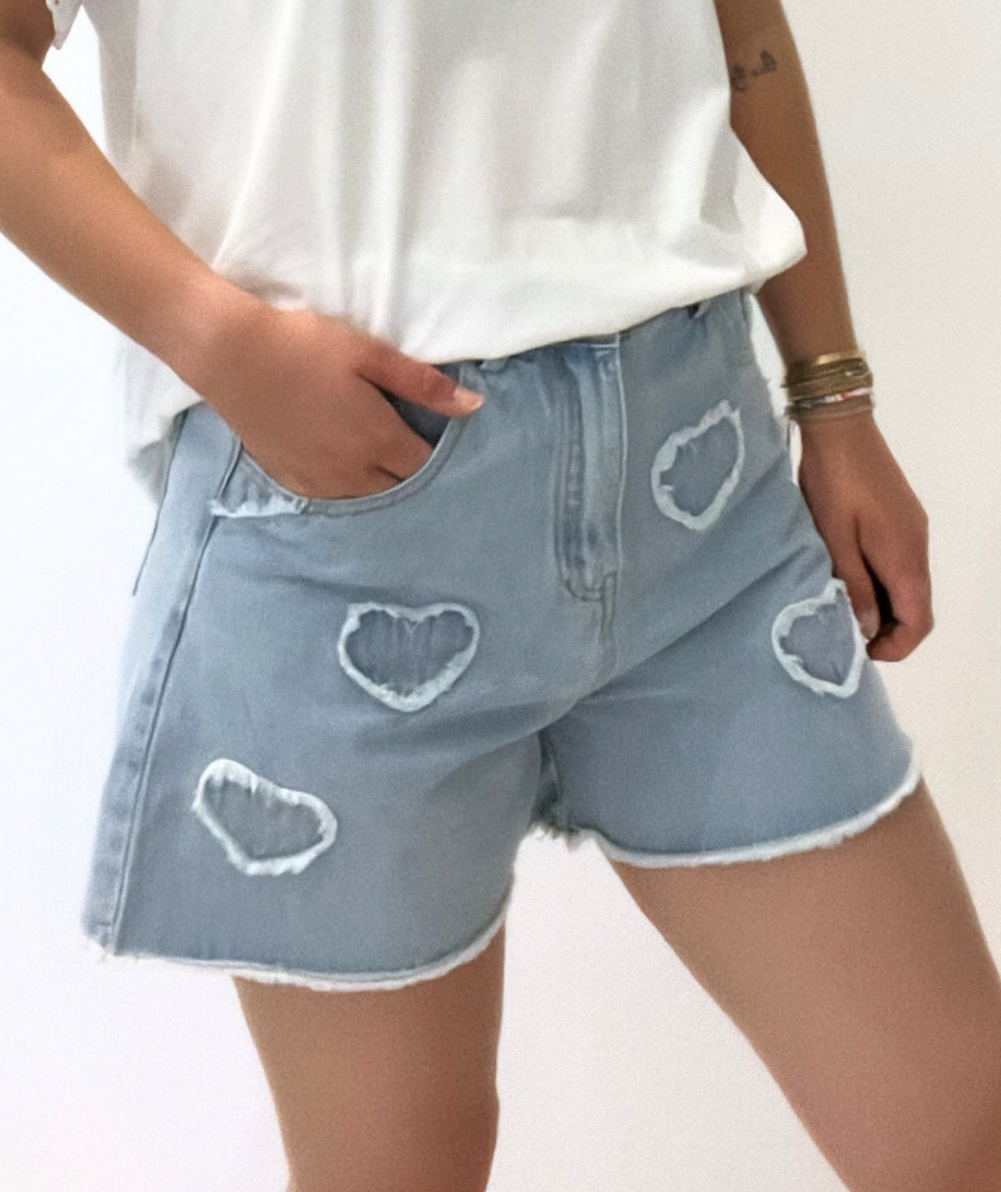 Bettina - Short en jeans coeur