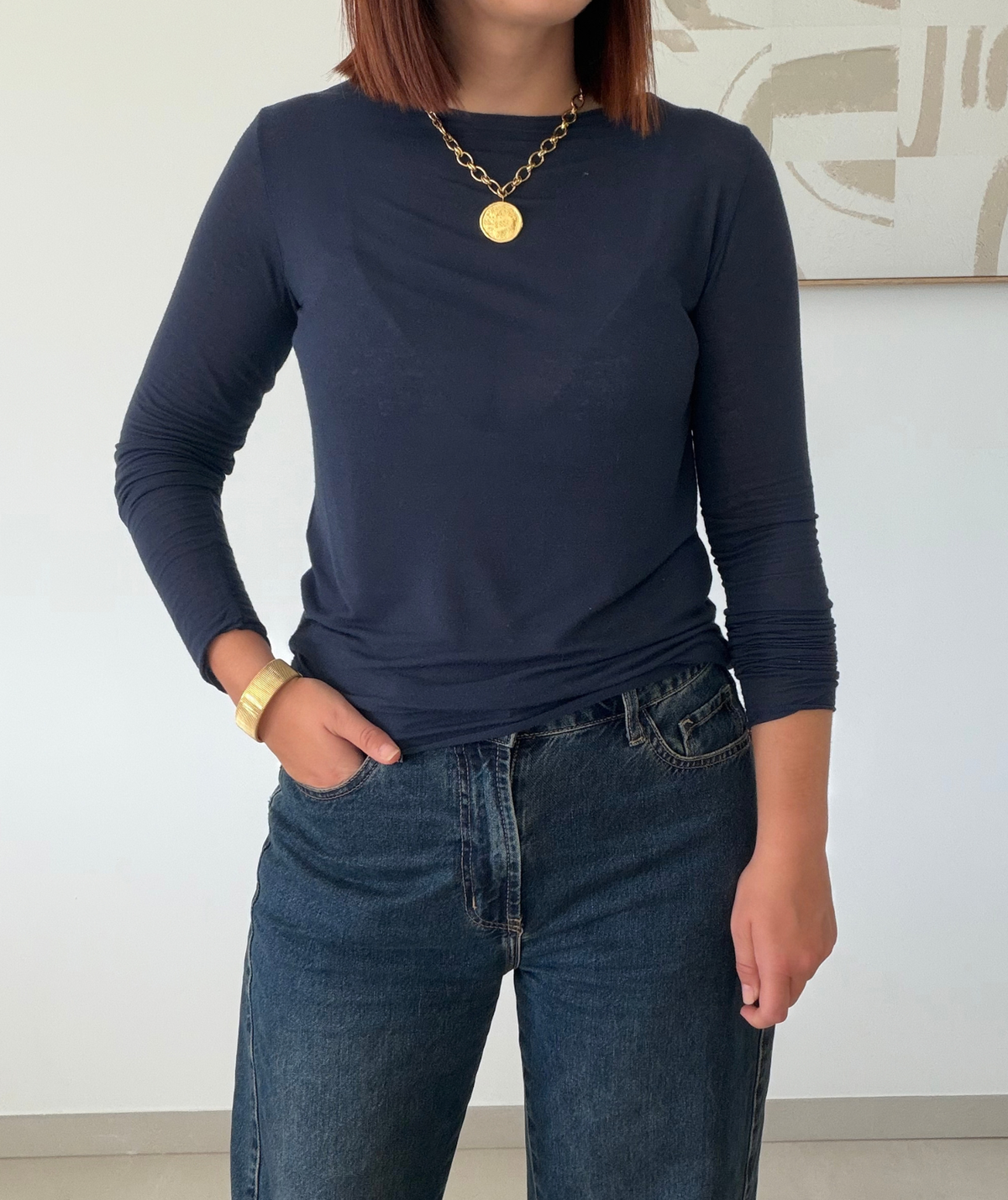 Paola bleu marine - Top seconde peau