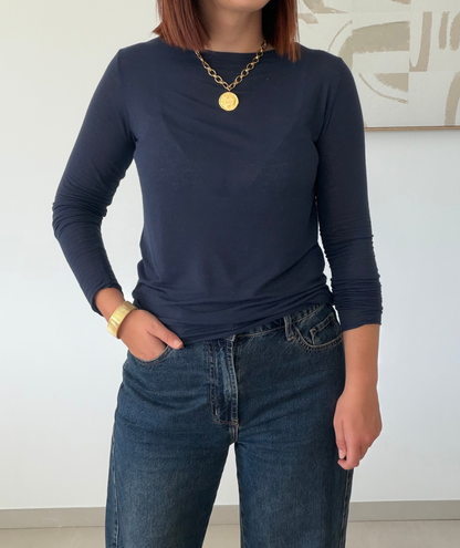 Paola bleu marine - Top seconde peau