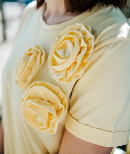Liza jaune - Tee-shirt fleurs