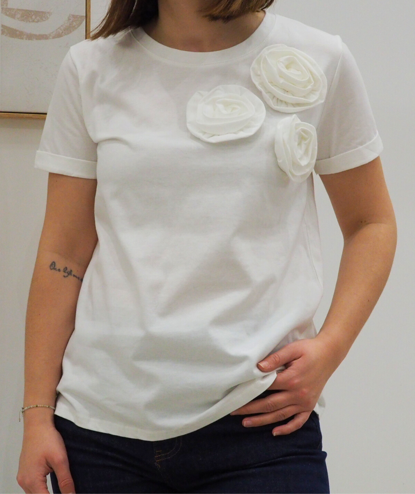 Liza blanc - Tee-shirt fleurs