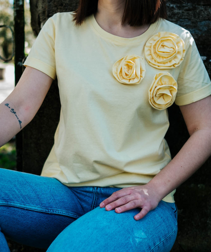 Liza jaune - Tee-shirt fleurs